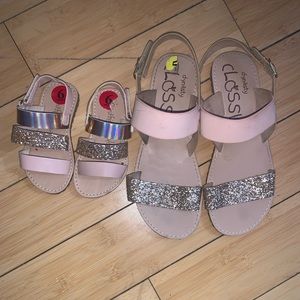 Iinfant sandals size 6, woman’s sandals size 5